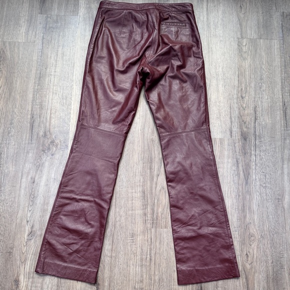 Laundry By Shelli Segal Burgundy Vintage Leather Flare Bootcut Pants - Size 4 - Picture 3 of 13